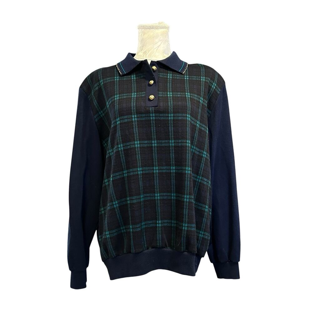 Vintage 80s Cape Cod Sportswear Plaid Knit Sweater Sz L - Picture 2 of 15